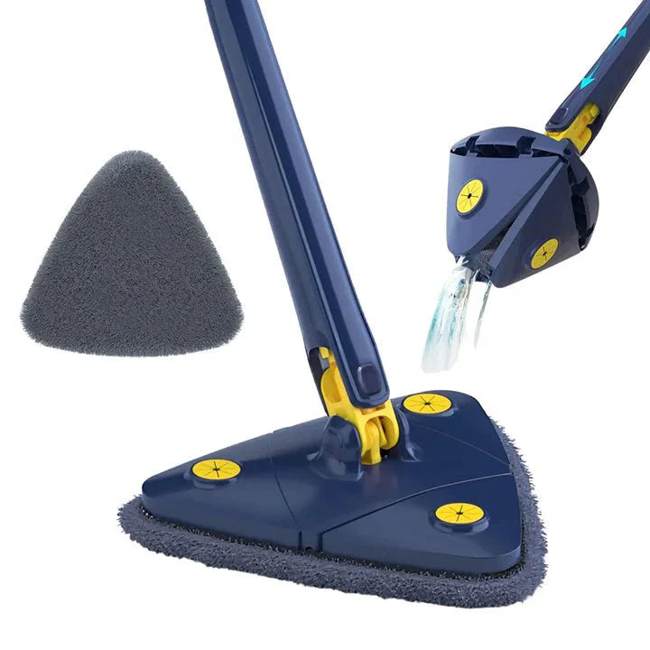 360° Rotating Triangle Mop – Self-Wringing Microfiber Floor Cleaner with Extendable Handle