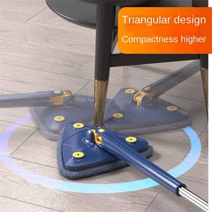 360° Rotating Triangle Mop – Self-Wringing Microfiber Floor Cleaner with Extendable Handle