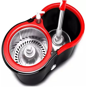 360° Spin Mop & Dual-Bucket System – Hands-Free Stainless Steel Wringer with Ultra-Absorbent Microfiber Heads