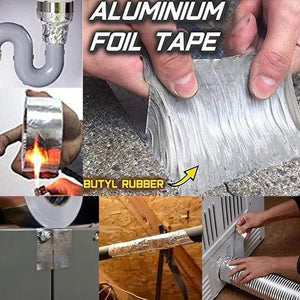 Heavy-Duty Aluminum Foil Butyl Tape – Permanent Waterproof Leak Repair for Pipes, Roofs, & Cracks