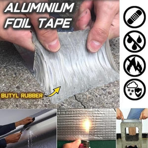 Heavy-Duty Aluminum Foil Butyl Tape – Permanent Waterproof Leak Repair for Pipes, Roofs, & Cracks