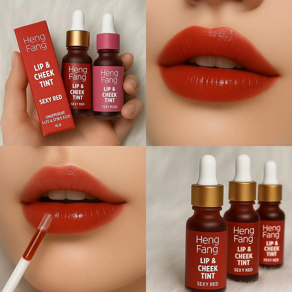 Heng Fang Lip & Cheek Tint Dropper Set (2-Pack) – Long-Lasting Liquid Stain for a Natural Flush