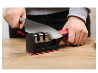 3-Stage Professional Knife Sharpener – Precision Sharpening Tool for Kitchen Knives, Chef Blades, & Scissors