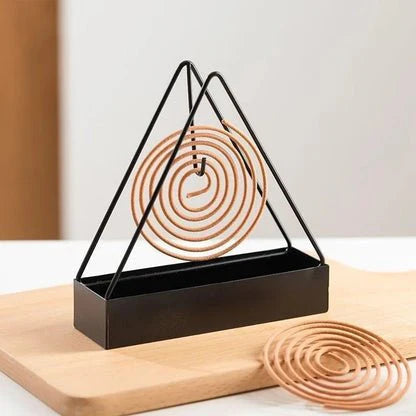 Modern Geometric Mosquito Coil Holder – Metal Triangle Incense Burner with Integrated Ash Tray for Home & Patio