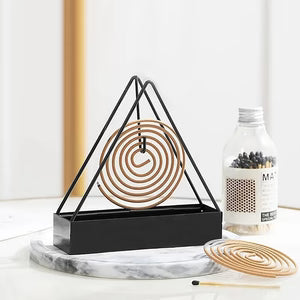 Modern Geometric Mosquito Coil Holder – Metal Triangle Incense Burner with Integrated Ash Tray for Home & Patio