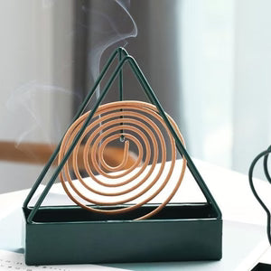 Modern Geometric Mosquito Coil Holder – Metal Triangle Incense Burner with Integrated Ash Tray for Home & Patio
