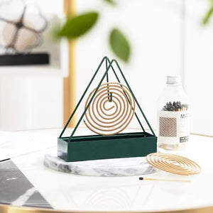 Modern Geometric Mosquito Coil Holder – Metal Triangle Incense Burner with Integrated Ash Tray for Home & Patio