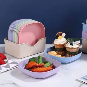 Modern Square Snack & Serving Plate Set – Shatterproof Reusable Multi-Color Dishes for Dining & Entertaining