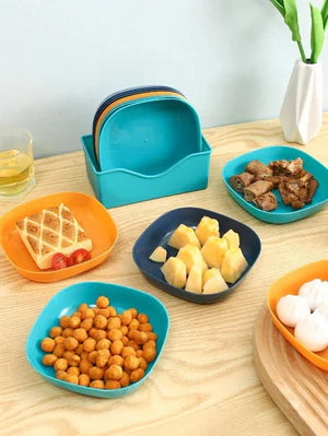 Modern Square Snack & Serving Plate Set – Shatterproof Reusable Multi-Color Dishes for Dining & Entertaining
