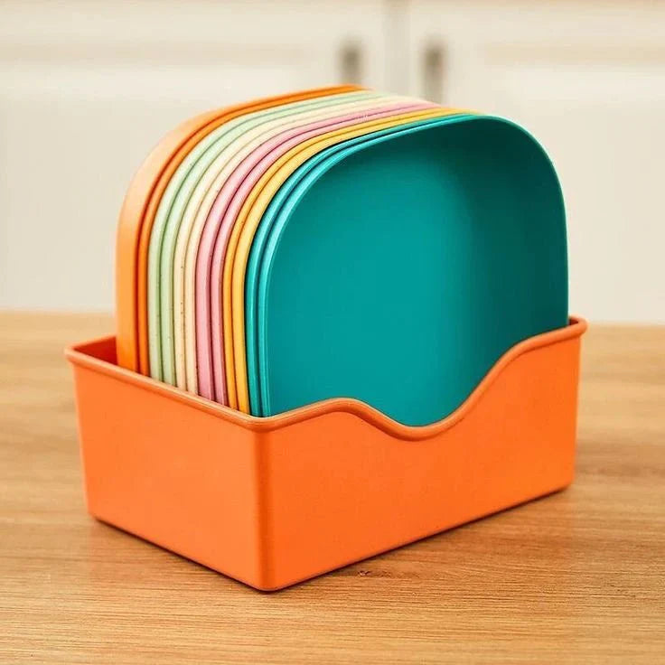 Modern Square Snack & Serving Plate Set – Shatterproof Reusable Multi-Color Dishes for Dining & Entertaining
