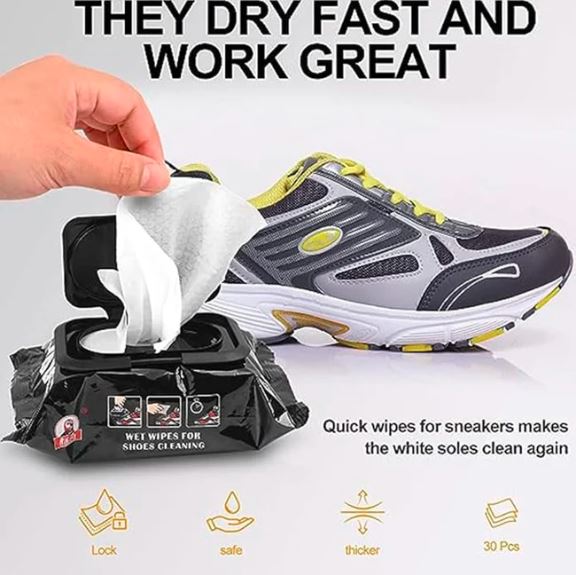 80pc Instant Shoe Shine Wipes – Heavy-Duty Footwear Cleaner & Polishing Wipes for Leather, Sneakers, & Boots