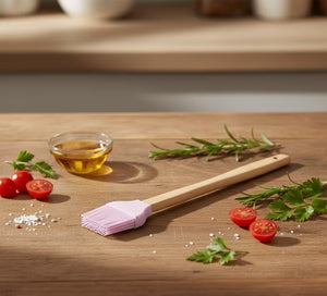 Silicone Basting Brush with Natural Wood Handle – Heat-Resistant Oil & Pastry Brush for Baking, Grilling, & BBQ