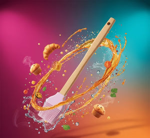 Silicone Basting Brush with Natural Wood Handle – Heat-Resistant Oil & Pastry Brush for Baking, Grilling, & BBQ
