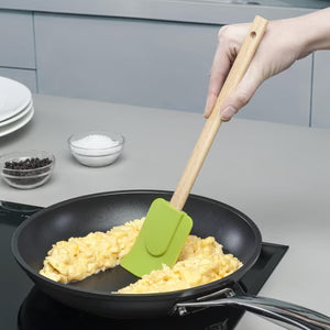 Pro-Flex Silicone Spatula with Natural Wood Handle – Heat-Resistant Non-Stick Scraper for Baking & Cooking