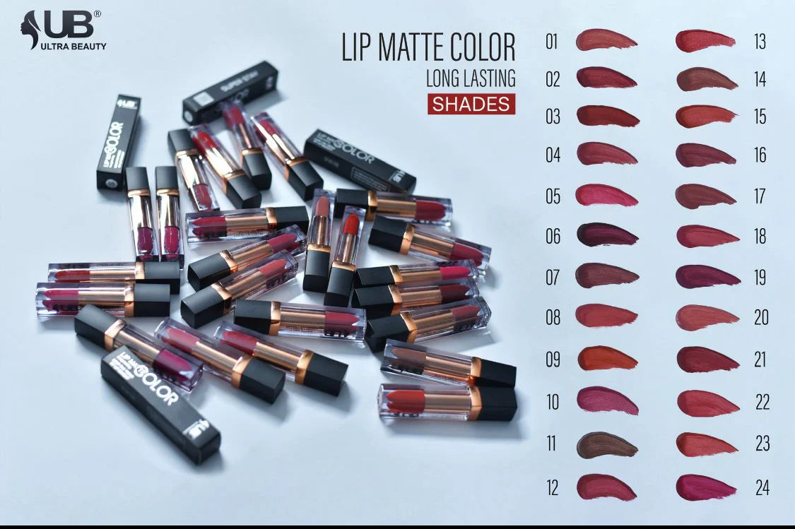 UB Ultra Beauty Liquid Matte Lipstick – Long-Lasting 24H Waterproof Lip Color (24 Shades)