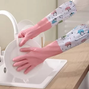 Waterproof Long Sleeve Dishwashing Gloves – Extended Arm Protection & Anti-Slip Grip for Kitchen & Household Cleaning