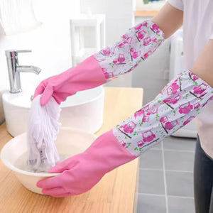 Waterproof Long Sleeve Dishwashing Gloves – Extended Arm Protection & Anti-Slip Grip for Kitchen & Household Cleaning