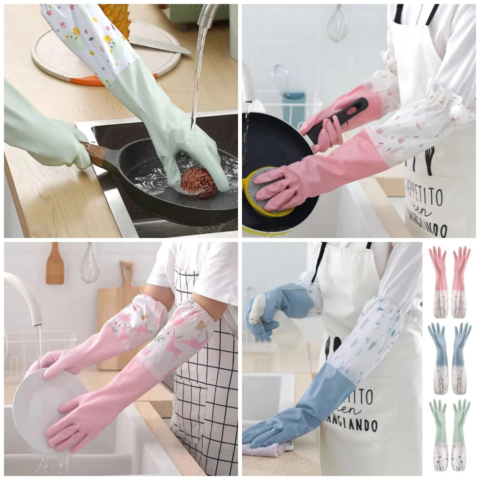 Waterproof Long Sleeve Dishwashing Gloves – Extended Arm Protection & Anti-Slip Grip for Kitchen & Household Cleaning